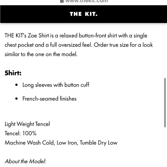 THE KIT - ZOE SHIRT - Picture 5 of 5